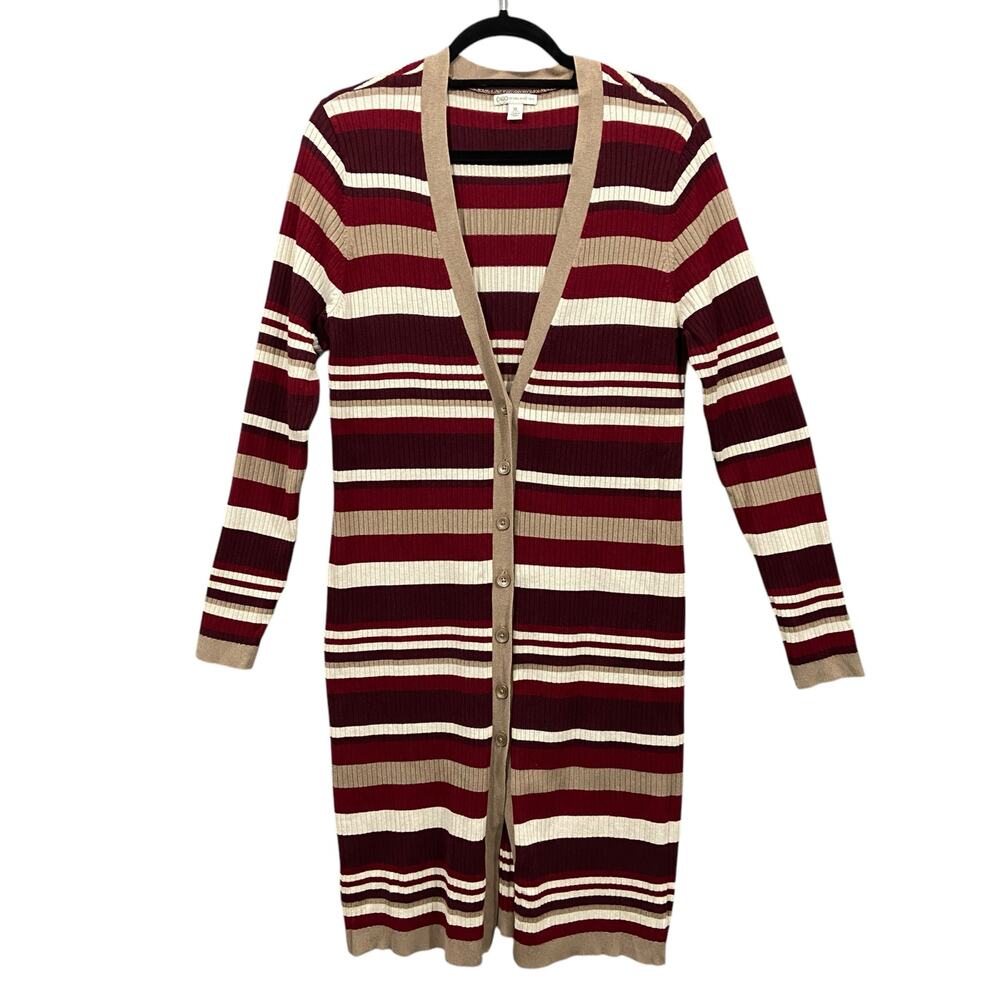 Cato Knit Stripe Button Front Long Cardigan Swearter Jacket Size XL